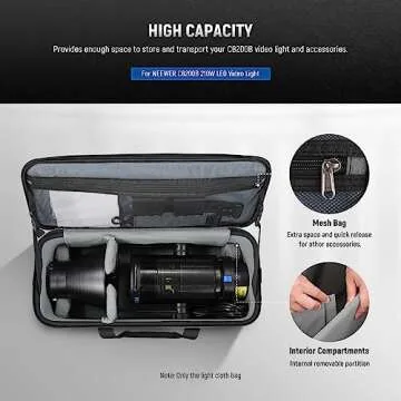 Neewer Carrying Bag with Shoulder Strap, Handle, Movable Foam Padded for Studio Light CB300B CB200B FS150B CB100C CB60B RGB CB60 MS60B MS60C MS150B Vision 4 ML300 52cm Tripod Stand, Travel Case, PB6,