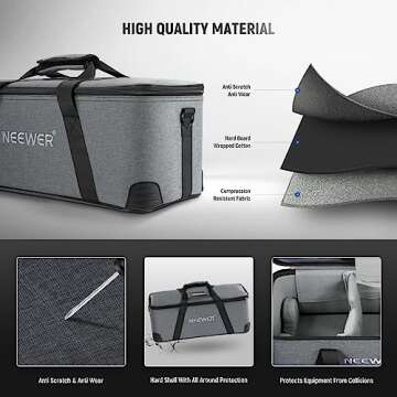 Neewer Carrying Bag with Shoulder Strap, Handle, Movable Foam Padded for Studio Light CB300B CB200B FS150B CB100C CB60B RGB CB60 MS60B MS60C MS150B Vision 4 ML300 52cm Tripod Stand, Travel Case, PB6,