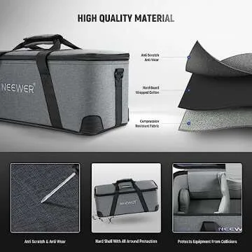Neewer Carrying Bag with Shoulder Strap, Handle, Movable Foam Padded for Studio Light CB300B CB200B FS150B CB100C CB60B RGB CB60 MS60B MS60C MS150B Vision 4 ML300 52cm Tripod Stand, Travel Case, PB6,