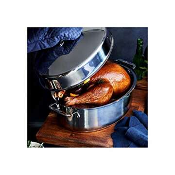 All-Clad Specialty Stainless Steel Covered Oval Roaster 3 Piece, 19x12x10 Inch Oven Broiler Safe 600F Roaster Pan, Pots and Pans, Cookware Silver