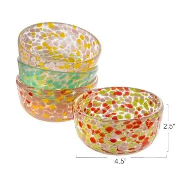 Creative Co-Op Colorful Round Glass Bowl Set of 4