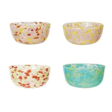 Creative Co-Op Colorful Round Glass Bowl Set of 4