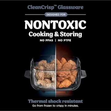 Ninja Crispi Air Fryer, Microwave, Freezer & Dishwasher Safe, Non Toxic Glass Portable Cooking System, 4 QT & 6 Cup Glass Containers with Storage Lids, Easy Meals, Air Fry, Bake, Blue (Renewed)