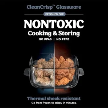 Ninja Crispi Air Fryer, Microwave, Freezer & Dishwasher Safe, Non Toxic Glass Portable Cooking System, 4 QT & 6 Cup Glass Containers with Storage Lids, Easy Meals, Air Fry, Bake, Blue (Renewed)