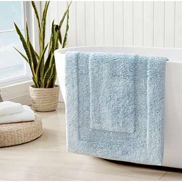 Tommy Bahama - Bathroom Rug, Cotton Bath Mat, Highly Absorbent Bathroom Decor (Long Branch Blue, 21" x 34")