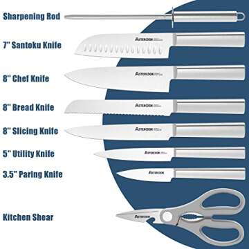 Astercook Knife Set, 15 Pieces Chef Knife Set with Block for Kitchen, German Stainless Steel Knife Block Set, Best Gifts