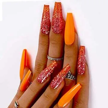 Outyua Super Long Orange Fake Nails for Every Occasion