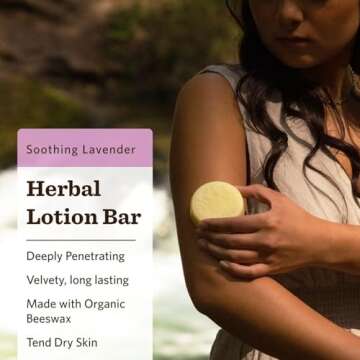Moon Valley Organics Herbal Lotion Bar in Lavender, Moon Melt Bar, Calendula and Comfrey, Beeswax, H...