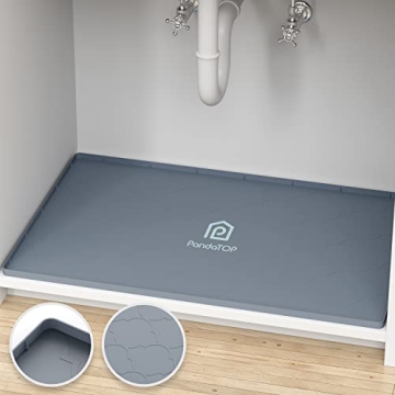 Under Sink Mat, 34" x 22" Silicone Kitchen Cabinet Tray, Waterproof & Flexible Under Sink Liner for ...