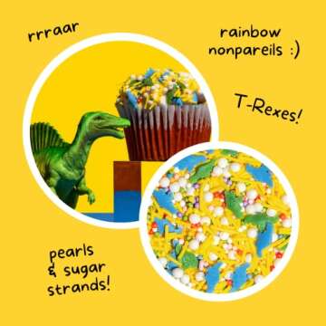 Dinomite Natural Confetti Sprinkles by Supernatural, Rainbow Dinosaurs, No Artificial Dyes, Soy Free, Gluten Free, Vegan, 3oz