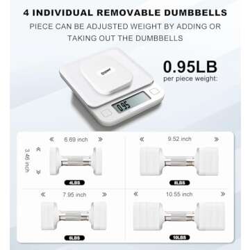 20LBS Adjustable Dumbbell Set, 4 in 1 Free Weights Dumbbells Set for Women Men Hand Weights Set Adjust Dumbbell Weight Set for Home Gym Exercise Workout Strength Training Equipments, White