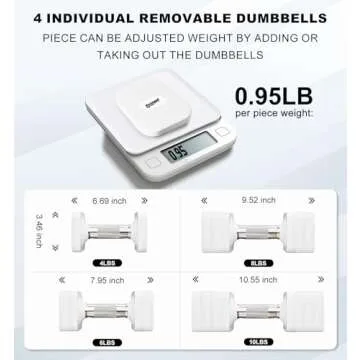 20LBS Adjustable Dumbbell Set, 4 in 1 Free Weights Dumbbells Set for Women Men Hand Weights Set Adjust Dumbbell Weight Set for Home Gym Exercise Workout Strength Training Equipments, White