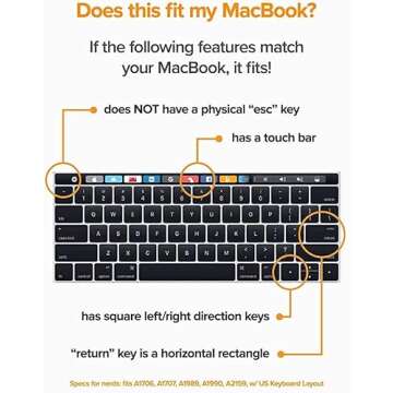 UPPERCASE GhostCover Premium Ultra Thin Keyboard Protector, Compatible with MacBook Pro with Touch Bar 13" and 15" (2016 2017 2018 2019, Apple Model Number A1706, A1707, A1989, A1990, A2159)