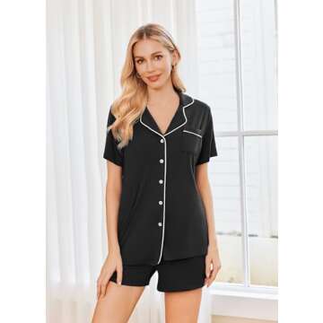 Ekouaer 2 Pack Womens Pajamas Set Button Down Summer Sleepwear Short Sleeve Comfy Pjs Loungewear Set(GP1,M)