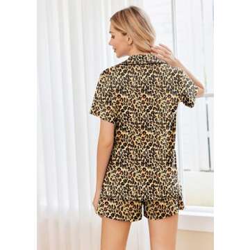 Ekouaer 2 Pack Womens Pajamas Set Button Down Summer Sleepwear Short Sleeve Comfy Pjs Loungewear Set(GP1,M)