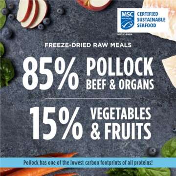 Instinct Freeze Dried Raw Meals, Natural Dry Dog Food, Grain Free - Wild Caught Pollock, 24 oz. Bag