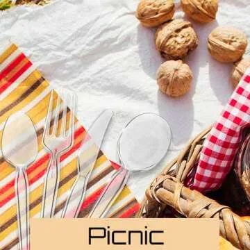 [50 Count] Settings Plastic Clear Soup Spoons, Heavyweight Disposable Cutlery, Great For Home, Office, School, Party, Picnics, Restaurant, Take-out Fast Food, Outdoor Events, Or Every Day Use, 1 Bag