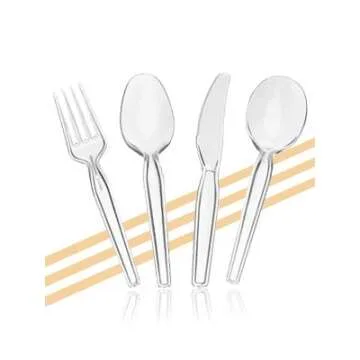 [50 Count] Settings Plastic Clear Soup Spoons, Heavyweight Disposable Cutlery, Great For Home, Office, School, Party, Picnics, Restaurant, Take-out Fast Food, Outdoor Events, Or Every Day Use, 1 Bag