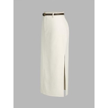 CIDER French Riviera Linen-Blend Mid Rise Midi Skirt