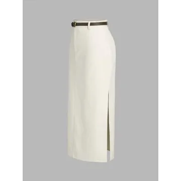 CIDER French Riviera Linen-Blend Mid Rise Midi Skirt