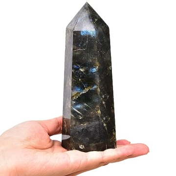 MOGEMT Large Labradorite Crystal Tower - Natural Healing Obelisk for Meditation & Decor