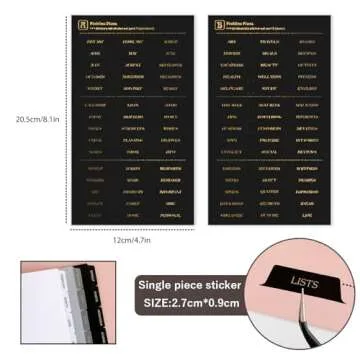 DY.2ten Black Binder Dividers for 6-Holes Ring Binder, 1/6 Cut Tabs, A6 Size, Sturdy Plastic Dividers with 6 Tabs for School Office Home, 2 Sets, 12 Dividers, 2 Tab Stickers.