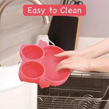Kirecoo Owl Silicone Suction Plate - Self Feeding Training Storage Divided Plate, Baby Toddler Bowl and Dish, Fits for Most Hairchairs Trays, Microwave Dishwasher Safe (Pink)