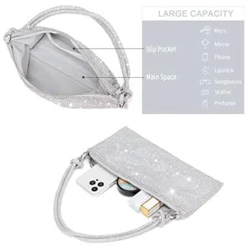 BOSTANTEN Rhinestone Handbag for Women - Sparkly Evening Purse