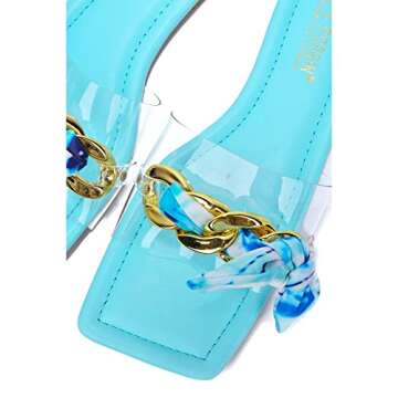 Cape Robbin Rival Flat Sandals Slides for Women, Womens Transparent Mules Slip On Shoes - Blue Size ...