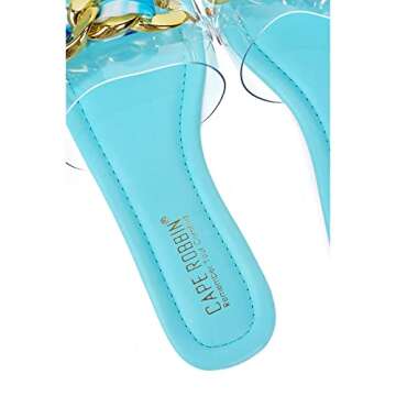 Cape Robbin Rival Flat Sandals Slides for Women, Womens Transparent Mules Slip On Shoes - Blue Size 8