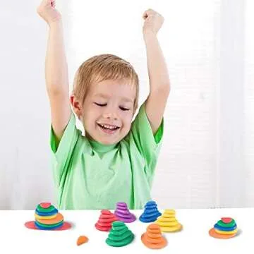 Colorful Wooden Balancing Blocks for Kids' Imaginative Play
