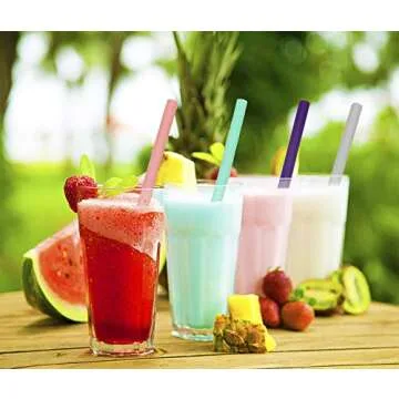 Senneny Set of 12 Silicone Drinking Straws for 30oz and 20oz - Reusable Silicone Straws BPA Free Extra Long with Cleaning Brushes- 6 Straight + 6 Bent- 8mm diameter