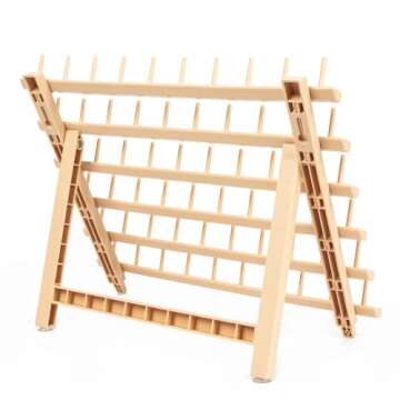 Braiding Hair Rack - Hair Braiding Rack with 60 Pegs Standing Holder with 60 Spools for Stylists - Ergonomic, Time-Saving Braiding Hair Stand - Versatile Extension Holder (60 Pegs, Wood Color)