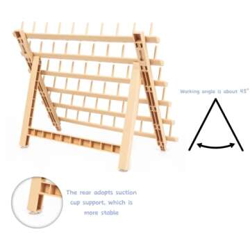 Braiding Hair Rack - Hair Braiding Rack with 60 Pegs Standing Holder with 60 Spools for Stylists - Ergonomic, Time-Saving Braiding Hair Stand - Versatile Extension Holder (60 Pegs, Wood Color)