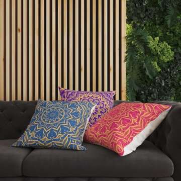 FARMNALL Indian Colorful Throw Pillow Covers 18x18 Set of 4 Diwali Pillow Case Diwali Decor Indian D...