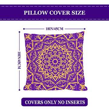 FARMNALL Indian Colorful Throw Pillow Covers 18x18 Set of 4 Diwali Pillow Case Diwali Decor Indian Diwali Holi Decorations and Supplies for Home