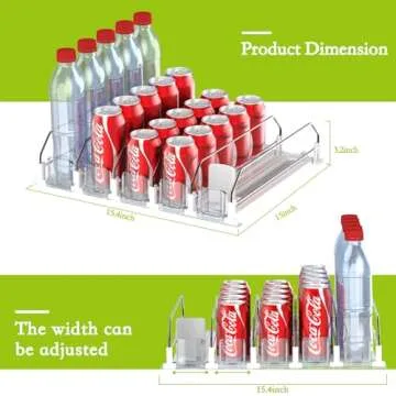IBORING Drink Organizer for Fridge,Self Pushing Fridge Drink Organizer,Automatic Drink Dispenser for Fridge-Holds up to 25 Cans