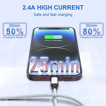 iPhone Charger 5Pack(3/3/6/6/10 FT) [Apple MFi Certified] Lightning Cable Apple Charging Cable Fast Charging High Speed Compatible iPhone 14/13/12/11 Pro Max/XS MAX/XR/XS/X/8/7/Plus iPad(Silver&Grey)