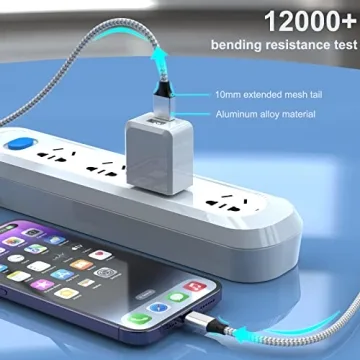 iPhone Charger 5Pack(3/3/6/6/10 FT) [Apple MFi Certified] Lightning Cable Apple Charging Cable Fast Charging High Speed Compatible iPhone 14/13/12/11 Pro Max/XS MAX/XR/XS/X/8/7/Plus iPad(Silver&Grey)