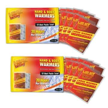 Heat Factory Hand and Body Heat Warmers, 10 Pack, Large