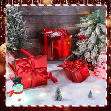 Cholemy 5 Pcs Valentine's Day Gift Box with Lid and Ribbon Mixed Size Square Nesting Boxes Wrap Decorative for Valentines, Birthday, Wedding, Anniversary(Red,Cardboard)