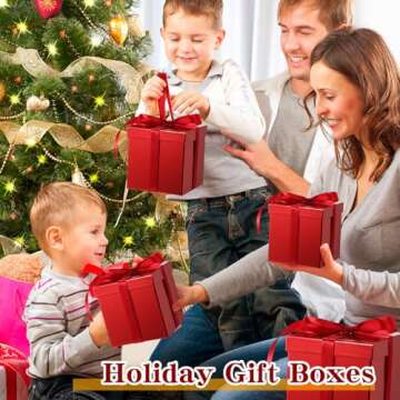 Cholemy 5 Pcs Valentine's Day Gift Box with Lid and Ribbon Mixed Size Square Nesting Boxes Wrap Decorative for Valentines, Birthday, Wedding, Anniversary(Red,Cardboard)