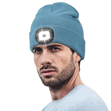 Hatlight Unisex LED Beanie,USB Rechargeable Winter Flashlight,Christmas Beanie with a Light for Men ...