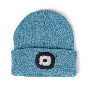 Hatlight Unisex LED Beanie,USB Rechargeable Winter Flashlight,Christmas Beanie with a Light for Men Blue