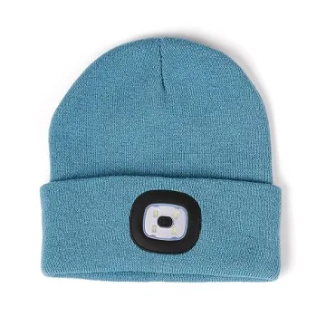Hatlight Unisex LED Beanie,USB Rechargeable Winter Flashlight,Christmas Beanie with a Light for Men Blue