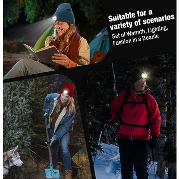 Hatlight Unisex LED Beanie,USB Rechargeable Winter Flashlight,Christmas Beanie with a Light for Men Blue