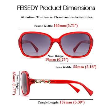 FEISEDY Vintage Square Polarized Sunglasses for Women UV400 Travel Driving Fashion Arcuate Sunglasses B2526