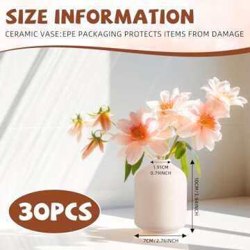 Tioncy 30 Set 3.9"*2.76" White Ceramic Bud Vases Bulk Boho Valentine's Day Centerpieces White Cerami...