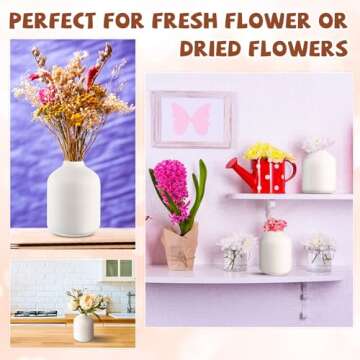 Tioncy 30 Set 3.9"*2.76" White Ceramic Bud Vases Bulk Boho Valentine's Day Centerpieces White Ceramic Vases for Dry Flowers Pampas Grass Home DIY Wedding Table Decor (Stylish)