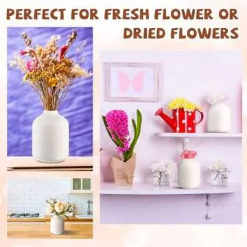 Tioncy 30 Set 3.9"*2.76" White Ceramic Bud Vases Bulk Boho Valentine's Day Centerpieces White Ceramic Vases for Dry Flowers Pampas Grass Home DIY Wedding Table Decor (Stylish)